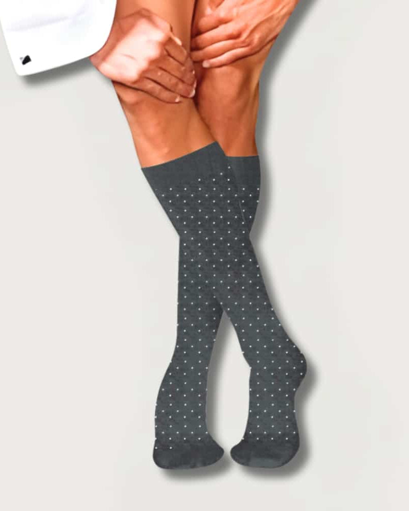 Πακέτο 3 Αντρικές Κάλτσες Τεχνολογίας Συμπίεσης Swiss Dots με Βαμβάκι 15-20 mmHg– μαύρη, γκρι & navy blue