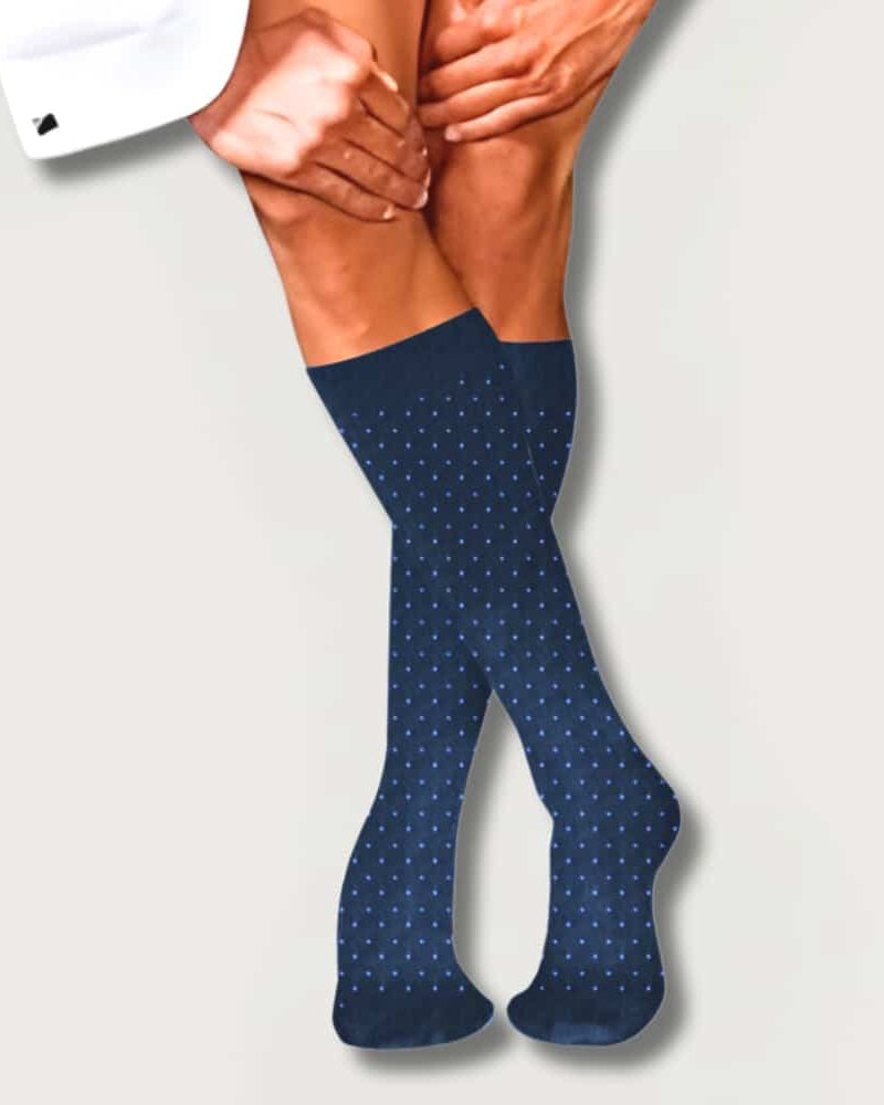 Πακέτο 3 Αντρικές Κάλτσες Τεχνολογίας Συμπίεσης Swiss Dots με Βαμβάκι 15-20 mmHg– μαύρη, γκρι & navy blue