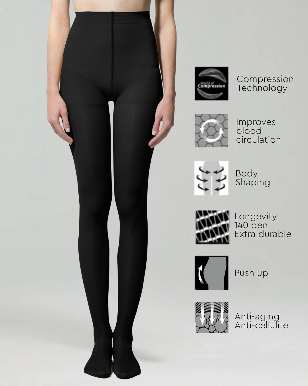 Kαλσόν Τεχνολογίας Συμπίεσης 140 den Καλσόν Τεχνολογίας Συμπίεσης Intelligent Legwear | Class I · 18-22 mmHg