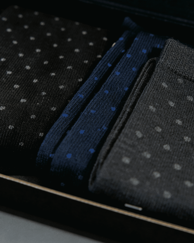 Πακέτο 3 Αντρικές Κάλτσες Τεχνολογίας Συμπίεσης Swiss Dots με Βαμβάκι 15-20 mmHg– μαύρη, γκρι & navy blue