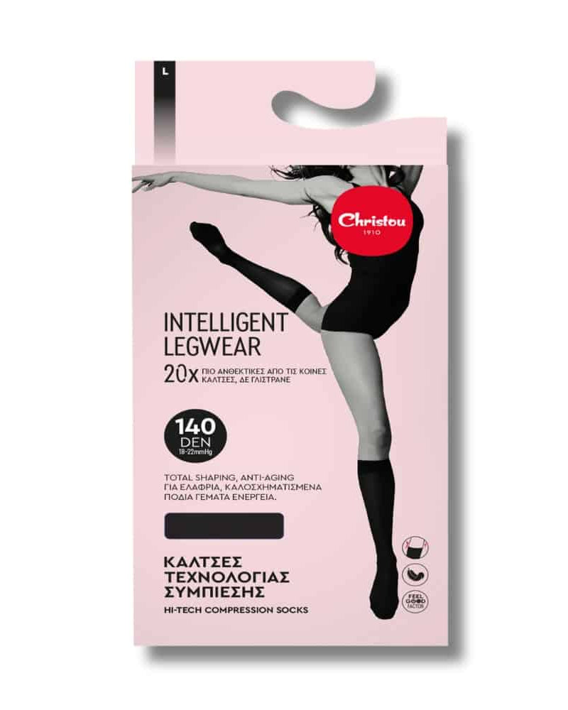 Γυναικείες Κάλτσες Τεχνολογίας Συμπίεσης 140 DEN μαύρο χρώμα συσκευασία