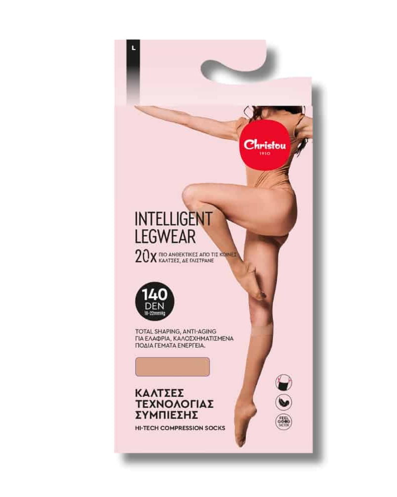 Γυναικείες Κάλτσες Τεχνολογίας Συμπίεσης 140 DEN nude χρώμα συσκευασία